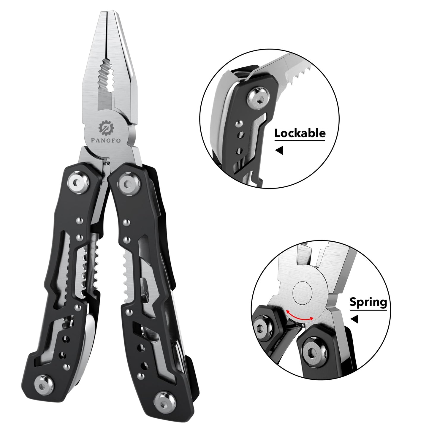 14-In-1 Multitool with Safety Locking, Professional Stainless Steel Multitool Pliers Pocket Knife, Bottle Opener, Screwdriver with Nylon Sheath ，Apply to Survival,Camping, Hunting and Hiking 1 Pcs