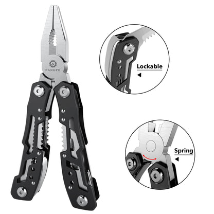 14-In-1 Multitool with Safety Locking, Professional Stainless Steel Multitool Pliers Pocket Knife, Bottle Opener, Screwdriver with Nylon Sheath ，Apply to Survival,Camping, Hunting and Hiking 1 Pcs
