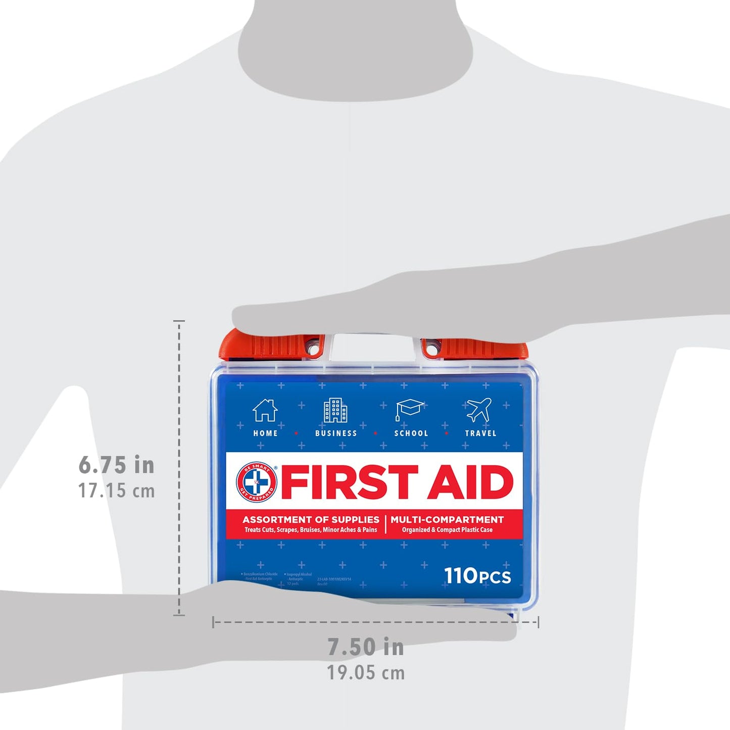 Be Smart Get Prepared 110 pc First Aid Kit: Clean, Treat, Protect Minor Cuts, Home, Office, Car, School, Business, Travel, Emergency, Outdoor, Camping & Sports, FSA/HSA (Packaging may vary)