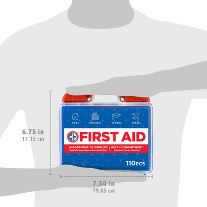 Be Smart Get Prepared 110 pc First Aid Kit: Clean, Treat, Protect Minor Cuts, Home, Office, Car, School, Business, Travel, Emergency, Outdoor, Camping & Sports, FSA/HSA (Packaging may vary)