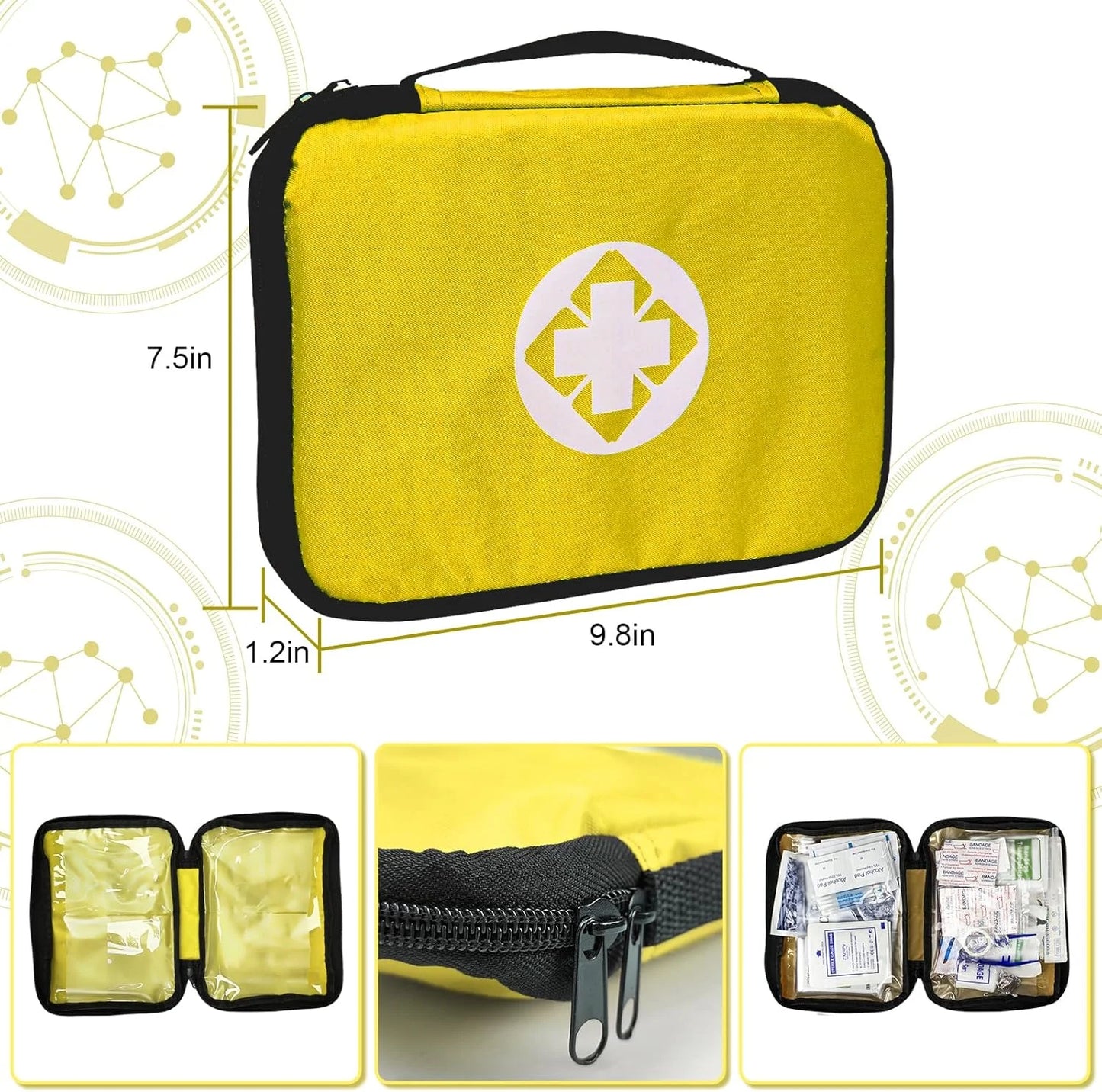 300Piece Small First Aid Kit Refill Supplies for Travel Mini Caming Emergency First Aid Kits Hiking Survival Essential Set for Outdoor Adventure, Yellow 1St Aid