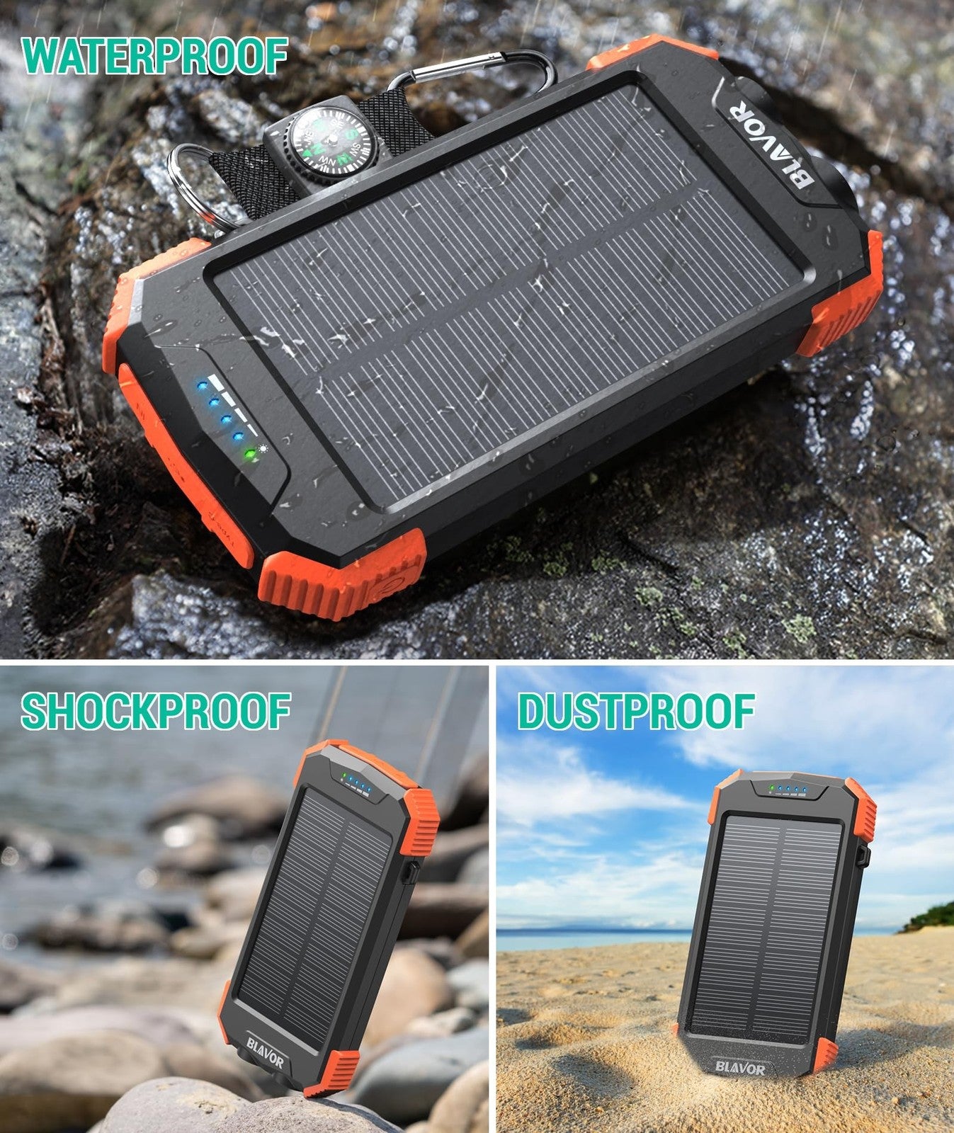 BLAVOR Solar Charger Power Bank 10,000Mah, Portable Wireless Charger, 20W Fas...