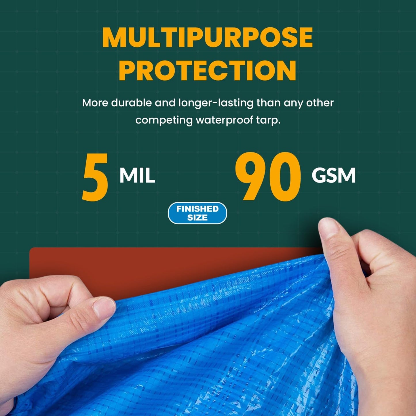 Large Waterproof Tarp- Heavy Duty Thick Poly Tarpaulin - Multipurpose Protective Tarps with Grommets for Indoor and Outdoor Use