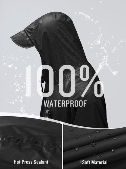SaphiRose Extra Thick Hooded Rain Poncho Double Layer Waterproof Raincoat Jacket for Men Women Adults