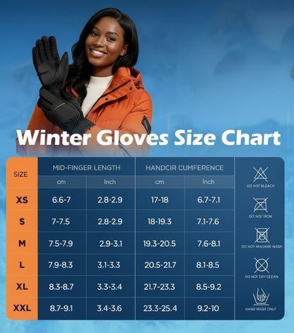 Winter Gloves Men Women Made with 3M Insulation & Plush Lining, -15°F Windproof & Water-Resistant Snow Gloves for Cold Weather, Ski Glove with Reflective Strips & Touchscreen Fingers for Running