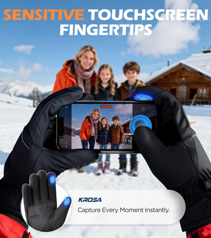 Winter Gloves Men Women Made with 3M Insulation & Plush Lining, -15°F Windproof & Water-Resistant Snow Gloves for Cold Weather, Ski Glove with Reflective Strips & Touchscreen Fingers for Running