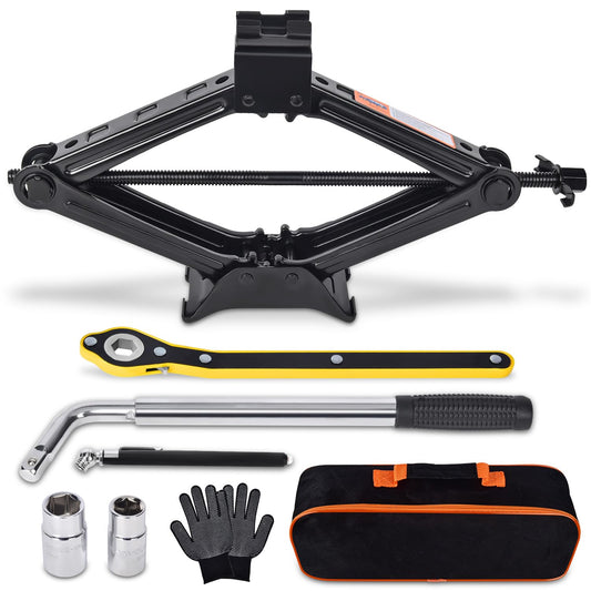 Scissor Car Jack 2 Ton (4409 lbs) Tire Changing Kit with Lug Wrench - Emergency Kit for Car, SUV, MPV