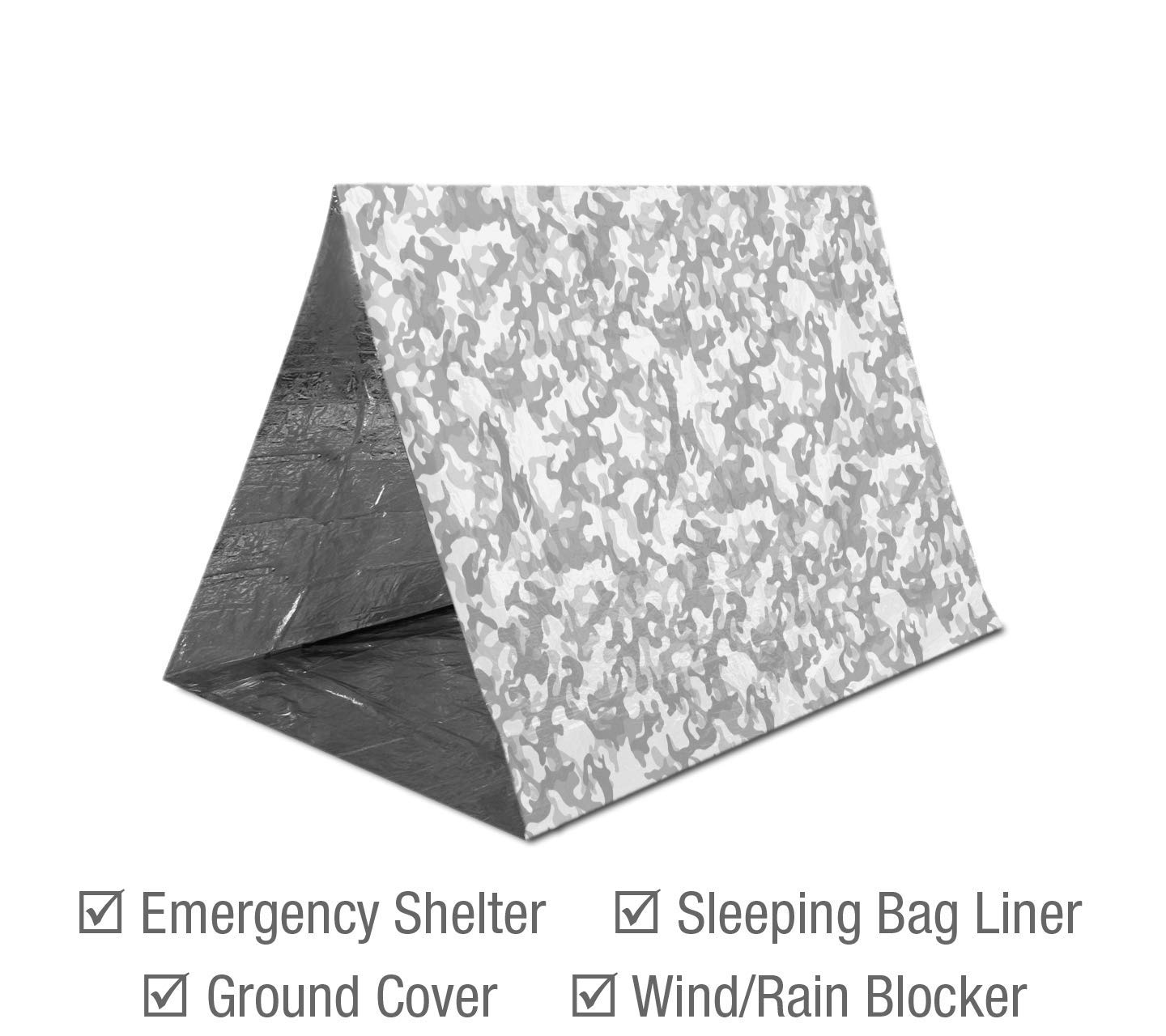 Swiss Safe 4 Pack Mylar Emergency Blankets for Survival - Compact & Insulated for Cold Weather - Designed for NASA, Outdoor, Running, Camping, Survival, First Aid Car Kit - Winter Camo, 4 Pack