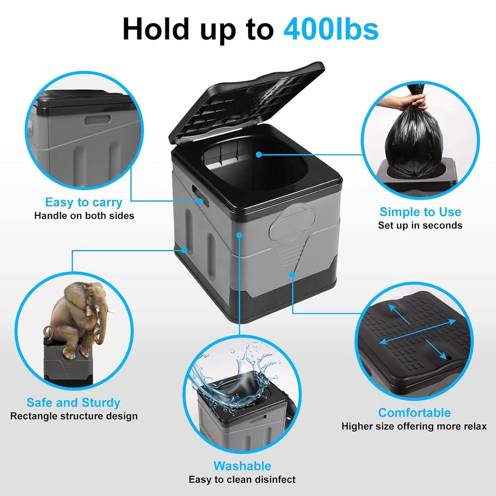 Portable Folding Toilet Collapsible Anti-Odor Storage Box Car Toilet Adult Self-Driving Travel Emergency Toilet