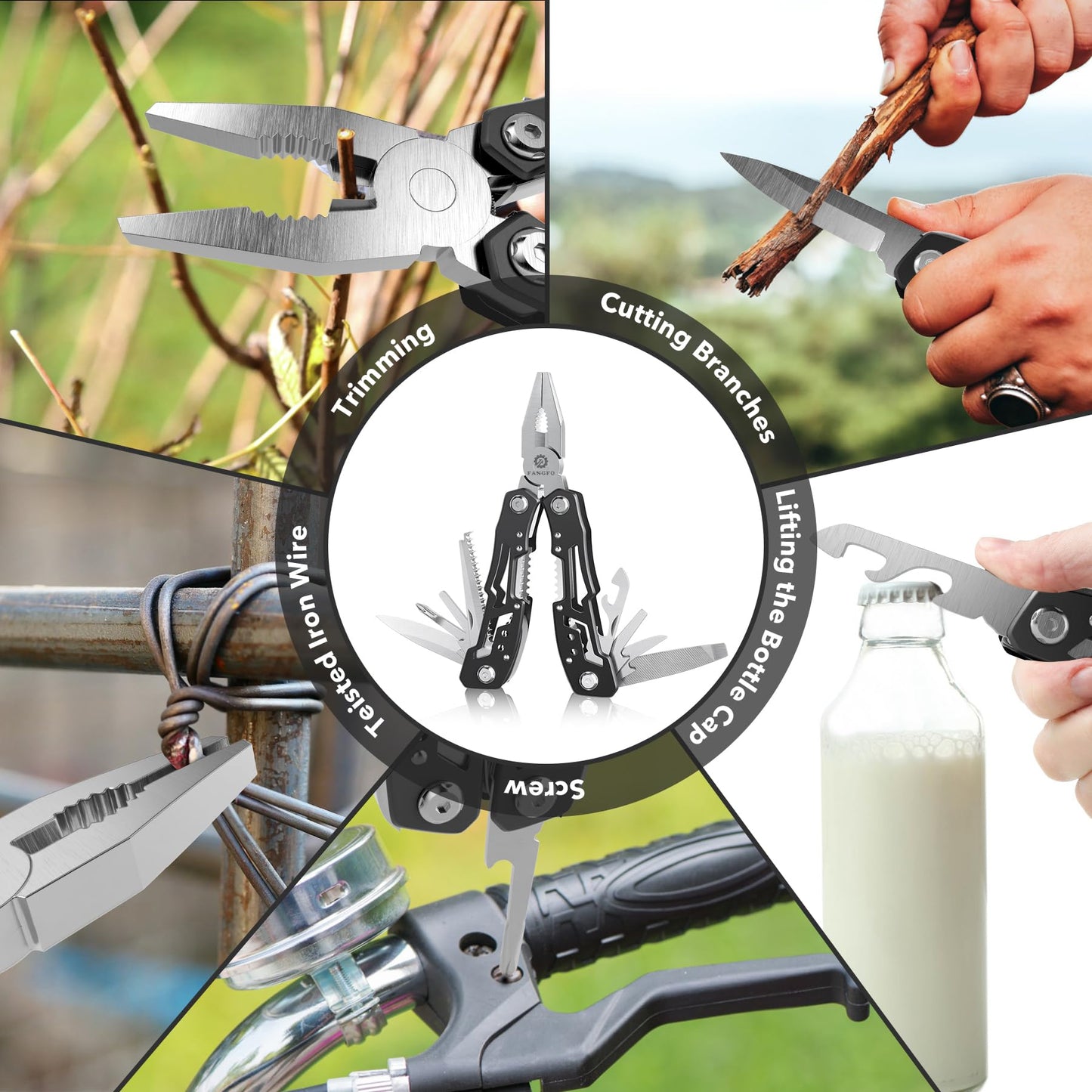 14-In-1 Multitool with Safety Locking, Professional Stainless Steel Multitool Pliers Pocket Knife, Bottle Opener, Screwdriver with Nylon Sheath ，Apply to Survival,Camping, Hunting and Hiking 1 Pcs