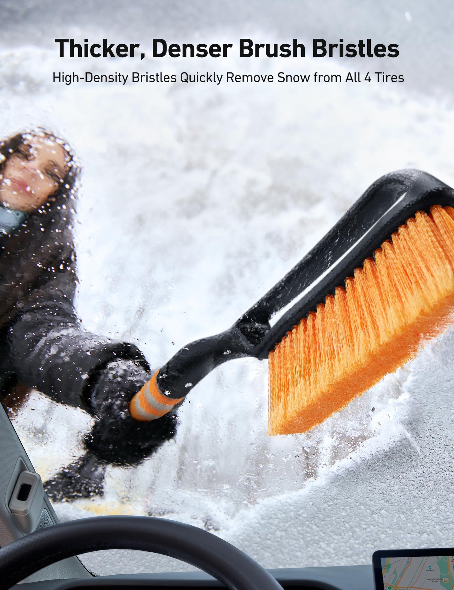 AstroAI 27" Snow Brush and Ice Scrapers for Car Windshield, Detachable Snow Scrapers
