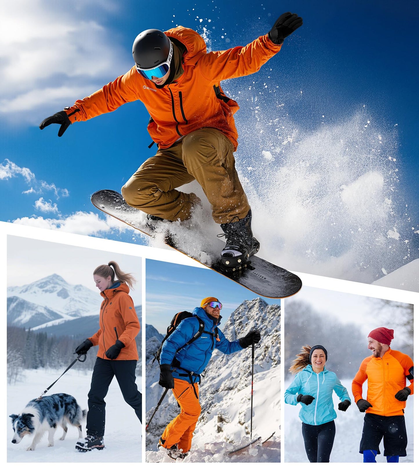 Winter Gloves Men Women Made with 3M Insulation & Plush Lining, -15°F Windproof & Water-Resistant Snow Gloves for Cold Weather, Ski Glove with Reflective Strips & Touchscreen Fingers for Running