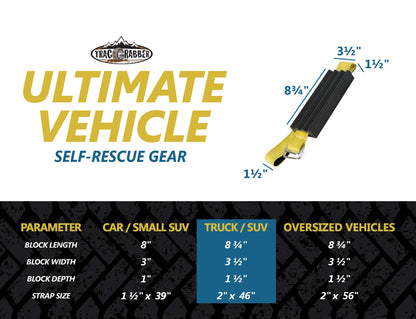 TRACGRABBER Tire Traction Device for Trucks & Large SUVs, Set of 2 -Made in the USA, Anti Skid Emergency Tire Straps to Get Unstuck from Snow, Mud, & Sand -Snow Traction Mat or Tire Chain Alternative