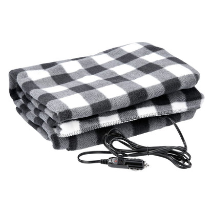 Heated Blanket - 12-Volt Electric Blanket for Car, Truck, SUV, or RV - Portable Winter Car Accessories for Camping or Travel by Stalwart (Black Plaid)