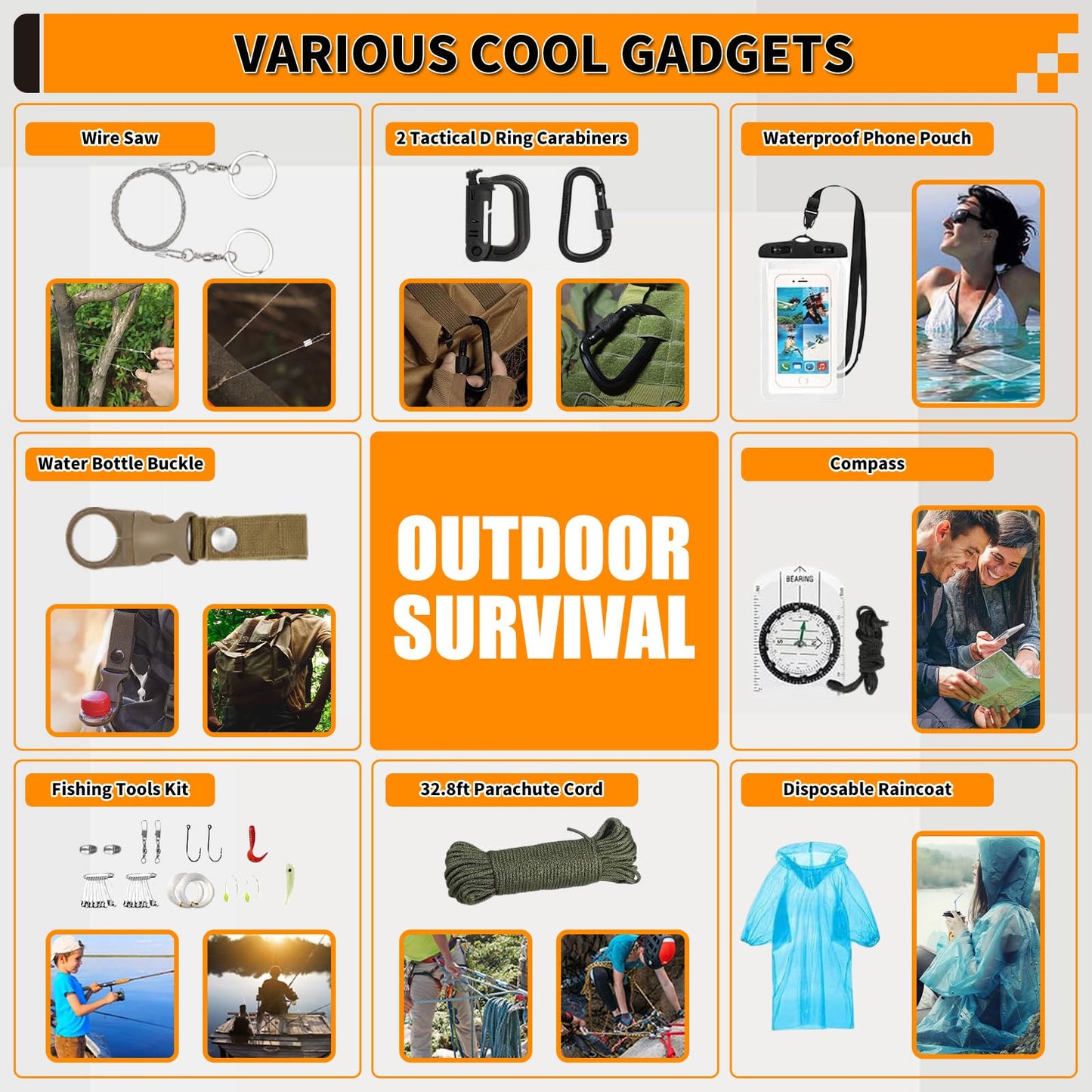 Survival Kit, 252 pcs Survival Gear and Equipment Mini First Aid Kit for Car Home, Emergency Kit, Gifts for Men Women Teen