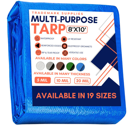 Large Waterproof Tarp- Heavy Duty Thick Poly Tarpaulin - Multipurpose Protective Tarps with Grommets for Indoor and Outdoor Use