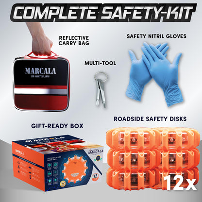 MARCALA Roadside Emergency Car Kit with Flares - 12-Pack