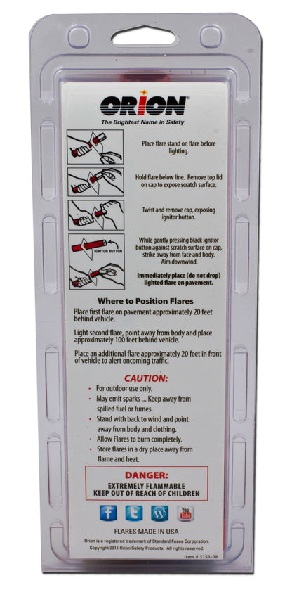 Orion Products 3153-08 3-15 Minute Road Flares (1 Pack of 3 Flares)- Model # 3153-08