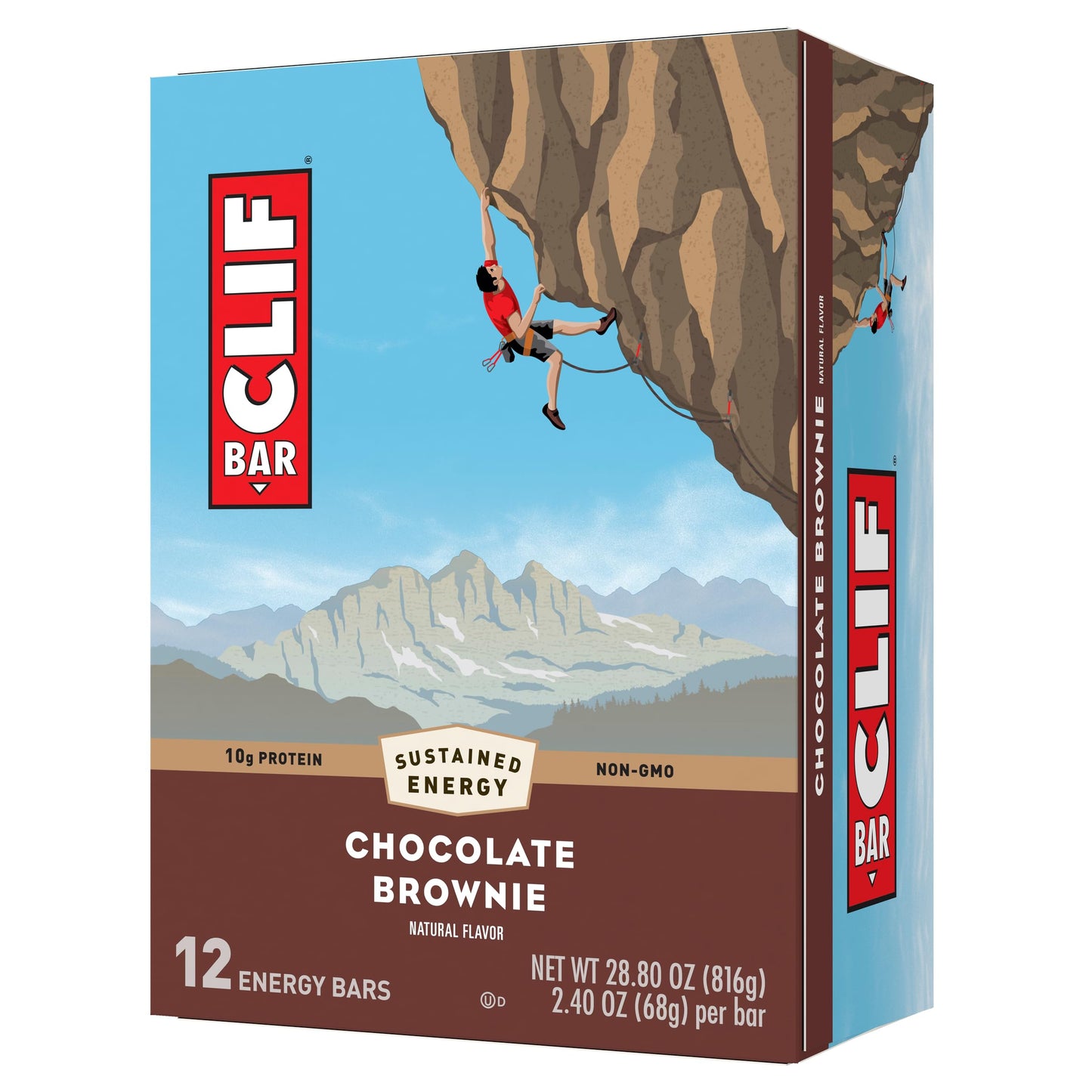CLIF BAR - Chocolate Brownie Flavor - Made with Organic Oats - Energy Bars - Non-GMO - Plant Based Protein Bars (12 Pack)