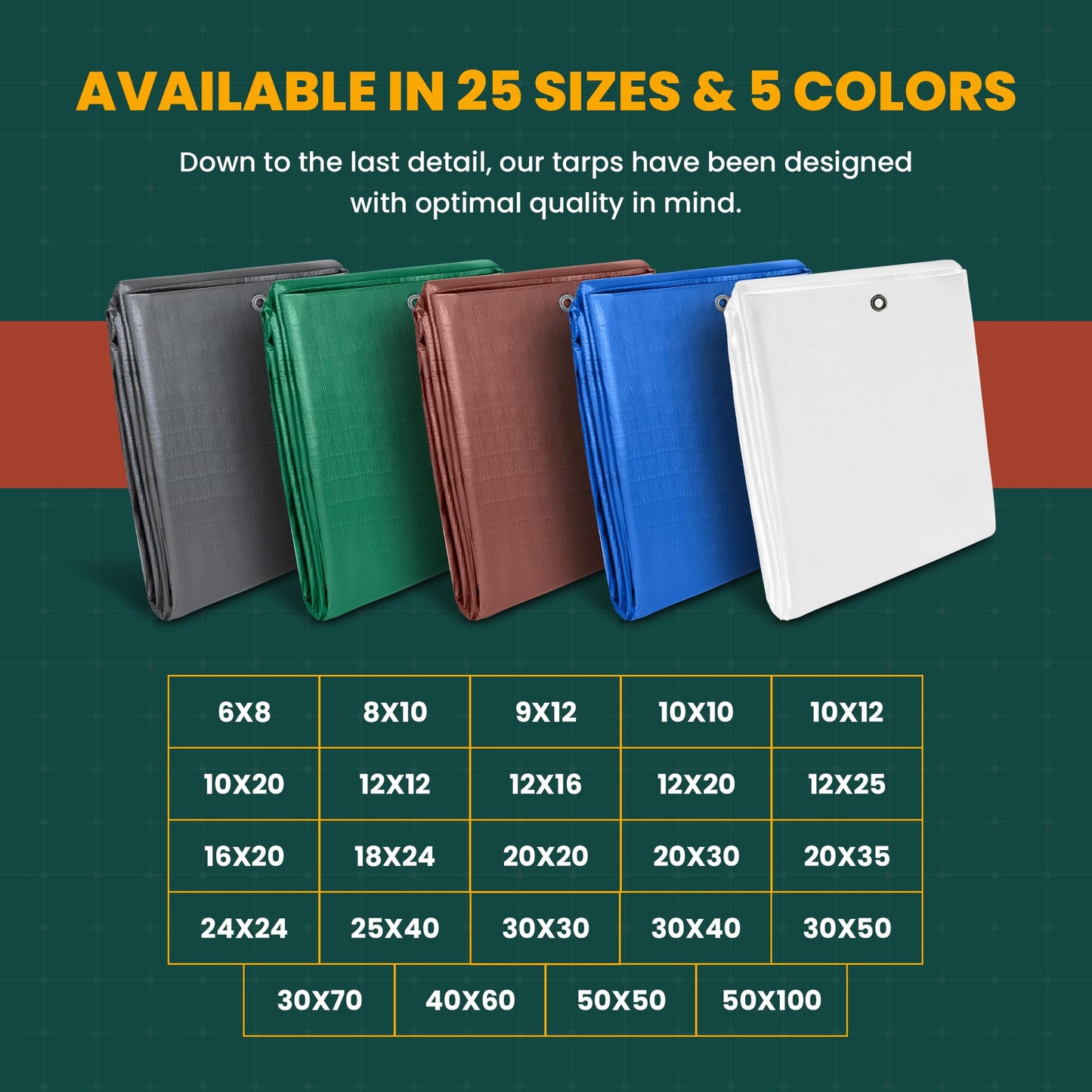 Large Waterproof Tarp- Heavy Duty Thick Poly Tarpaulin - Multipurpose Protective Tarps with Grommets for Indoor and Outdoor Use