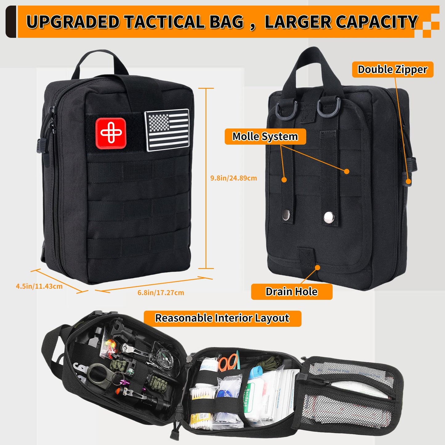 Survival Kit, 252 pcs Survival Gear and Equipment Mini First Aid Kit for Car Home, Emergency Kit, Gifts for Men Women Teen