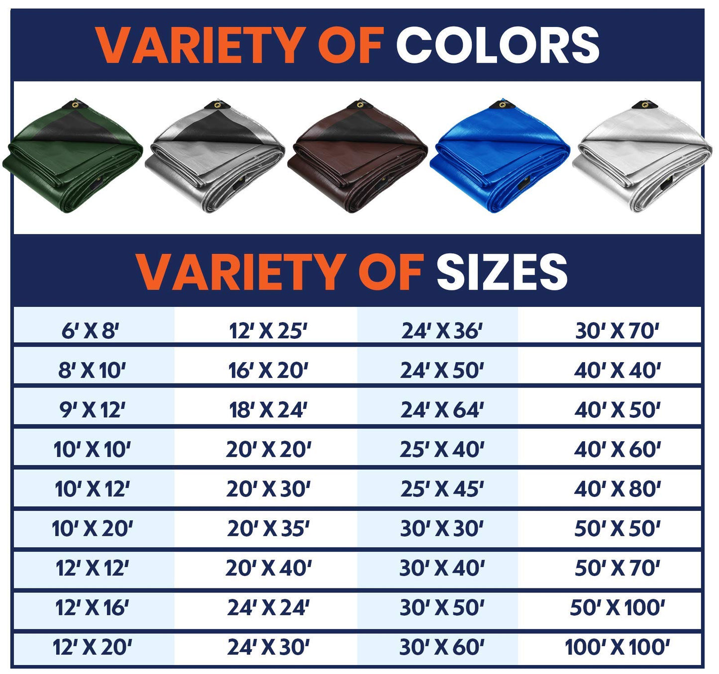 Tarpco Safety Extra Heavy Duty 14 Mil Tarp Cover, Waterproof, UV Resistant, Rip and Tear Proof, Poly Tarpaulin with Reinforced Edges for Roof, Camping, Patio, Pool, Boat (Silver/Black 6′ X 8′)