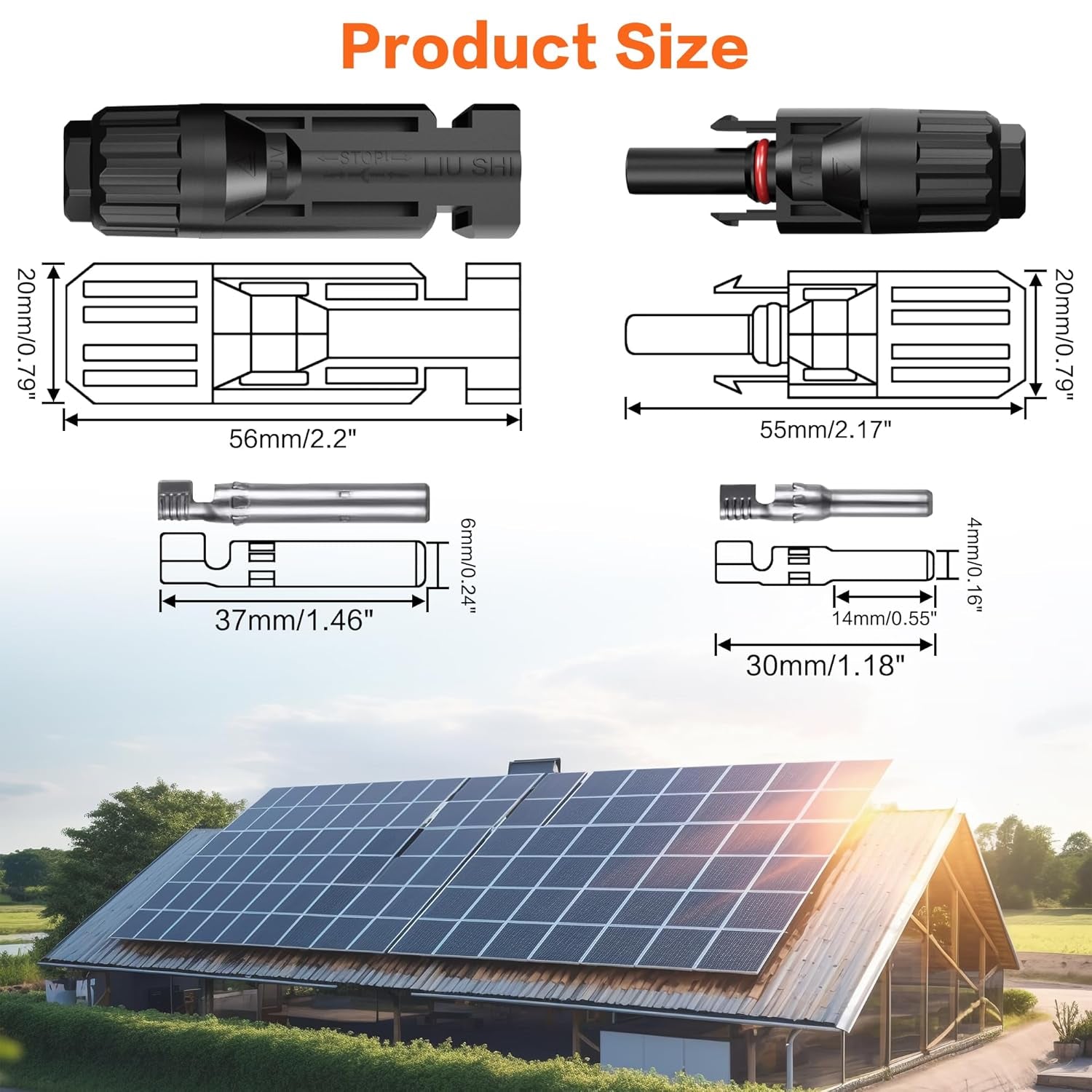 20 Feet 12AWG Solar Extension Cable with Female and Male Connector with Extra Free Pair of Connectors Solar Panel Adaptor Kit Tool(1 Pair 20 Feet Black + 20 Feet Red)