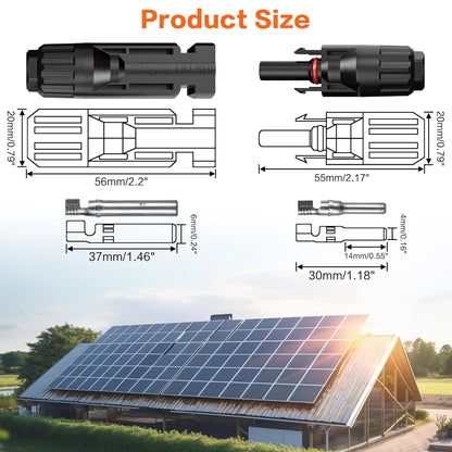 20 Feet 12AWG Solar Extension Cable with Female and Male Connector with Extra Free Pair of Connectors Solar Panel Adaptor Kit Tool(1 Pair 20 Feet Black + 20 Feet Red)