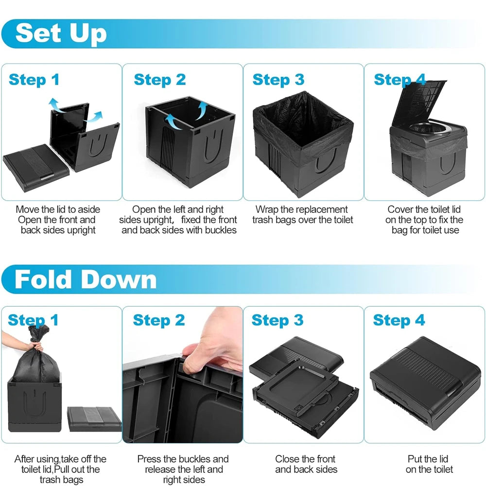 Portable Folding Toilet Collapsible Anti-Odor Storage Box Car Toilet Adult Self-Driving Travel Emergency Toilet