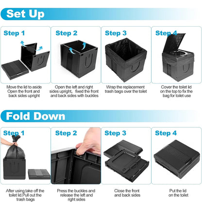 Portable Folding Toilet Collapsible Anti-Odor Storage Box Car Toilet Adult Self-Driving Travel Emergency Toilet