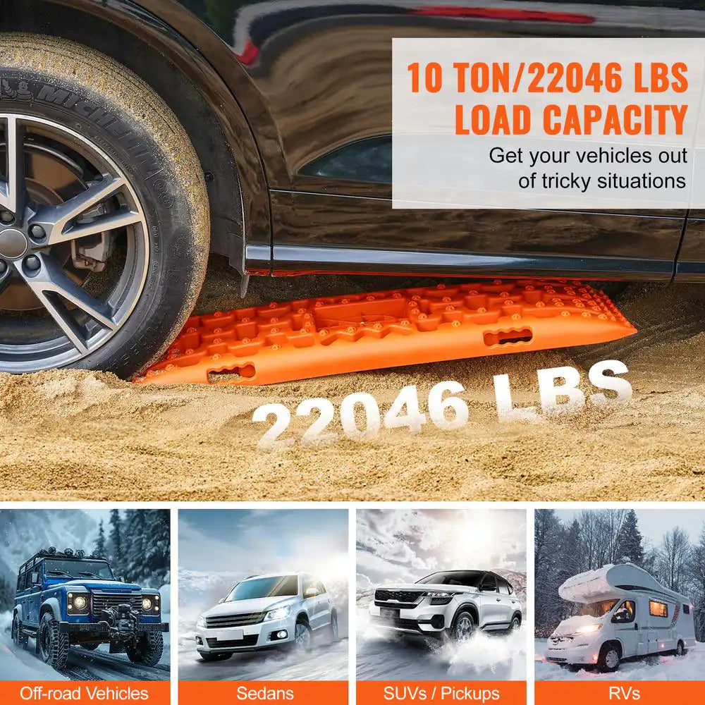 10T Traction Boards with PP Material Recovery Boards for Off-Road Vehicles/Cars/Pickups/Suvs/Rvs Pair Tire Traction Mats