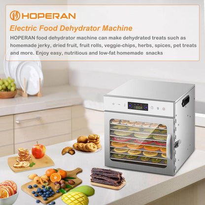 8-Tray Stainless Steel Trays Food Dehydrators, Dehydrator Machine with Digital Timer and Temperature Control
