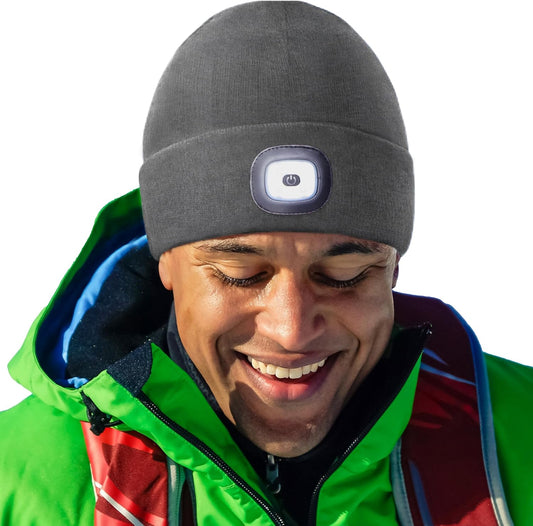 Headlightz by Roq Innovation - Beanie with Light, Unisex LED Beanie Hat with Light Built In, Rechargeable