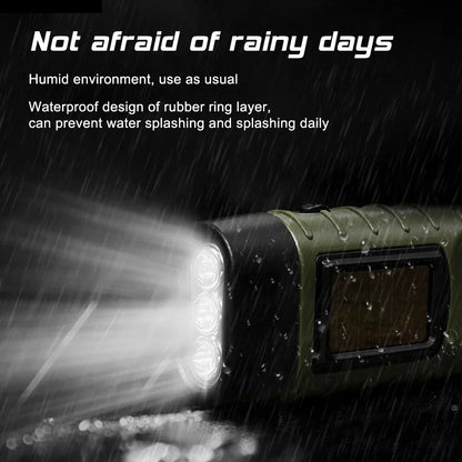 Portable LED Flashlight Tent Light Hand Crank Dynamo Solar Power Torch for Outdoor Camping Hiking Long-Range Emergency Lantern