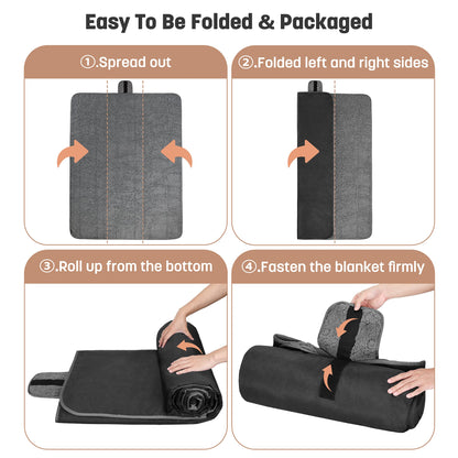 Tirrinia Waterproof Outdoor Blanket with Sherpa Lining, Windproof Triple Layers Warm Comfy Foldable for Camping Stadium, Sports, Picnic, Grass, Concerts, Pet, 51''X 59'' - Machine Washable