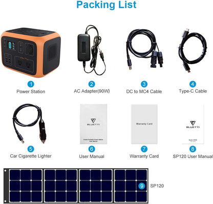 Portable Power Station with Solar Panel Included AC50S 500Wh Solar Generator 120V AC Outlet Lithium Battery Backup for Camping Trip RV Home Emergency(Include 1Pcs 120W Foldable Solar Panel)