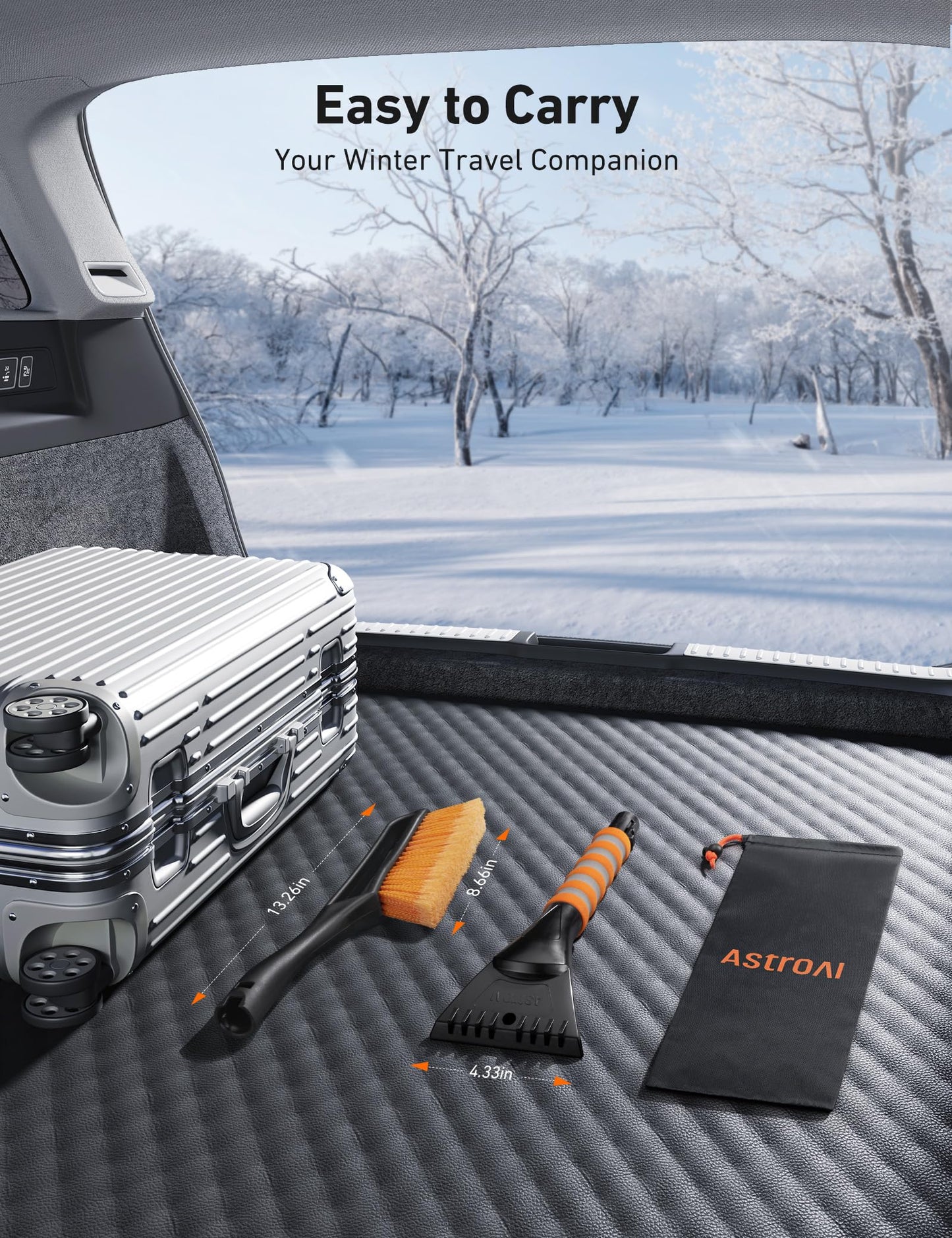 AstroAI 27" Snow Brush and Ice Scrapers for Car Windshield, Detachable Snow Scrapers