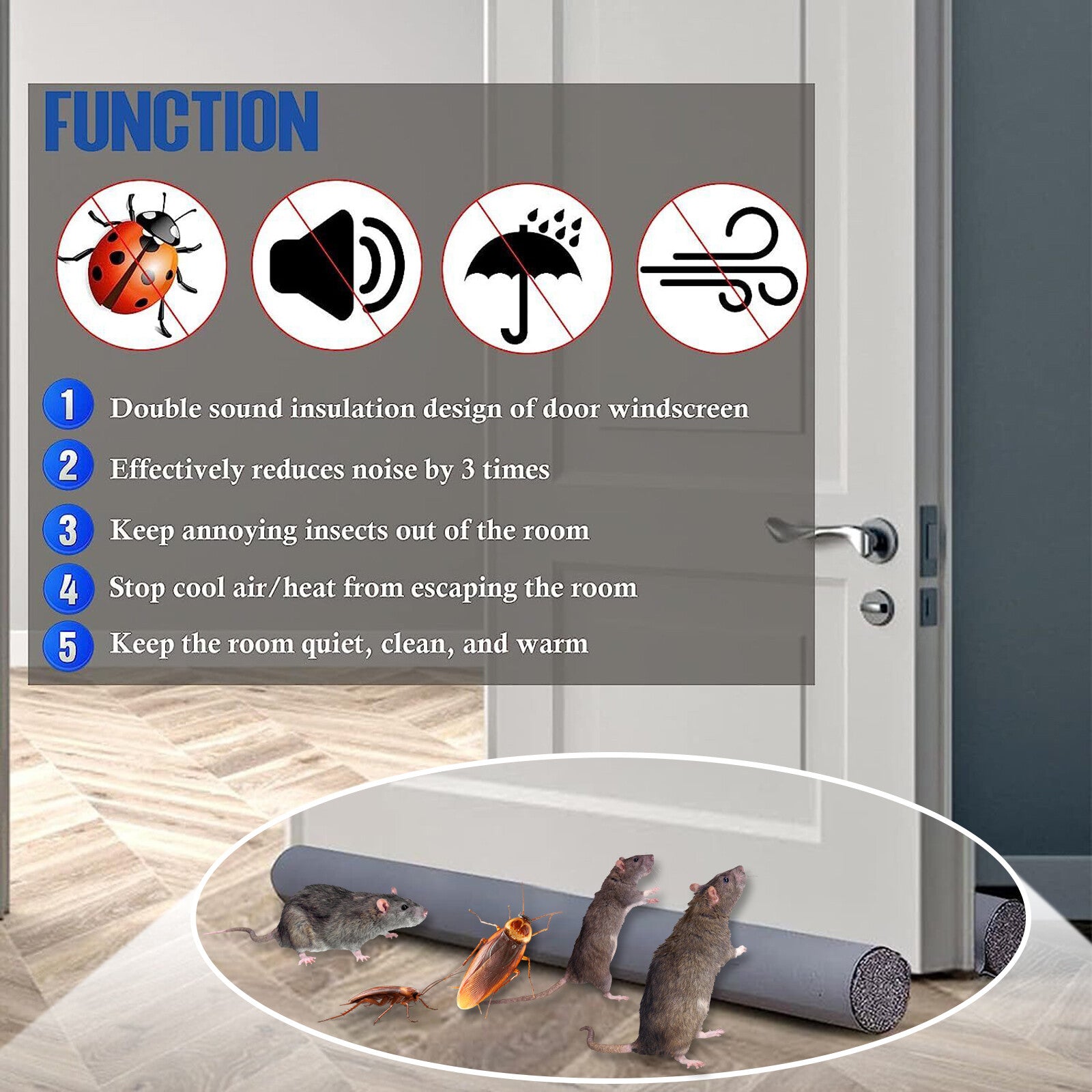 Door Bottom Seal Strip Stopper under Door Draft Guard Stopper Soundproof Strip