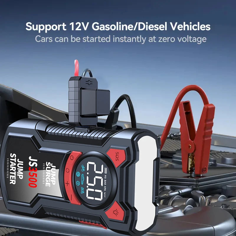 5-In-1 Jump Starter with Air Pump 5000A Peak Starter Box 150PSI Battery Pack with Digital Tire Inflator Car Battery Jump Starter