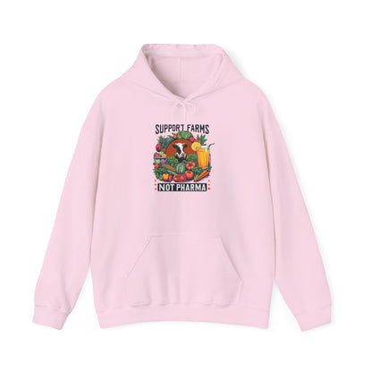 Hooded Sweatshirt - Support Farms, Not Pharma - Local Farmers & Healthy Eating Design