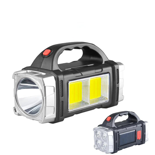 Solar LED Flashlight Portable USB Rechargeable Flashlight Waterproof COB Torch Light Powerful Solar Light for Camping Hiking