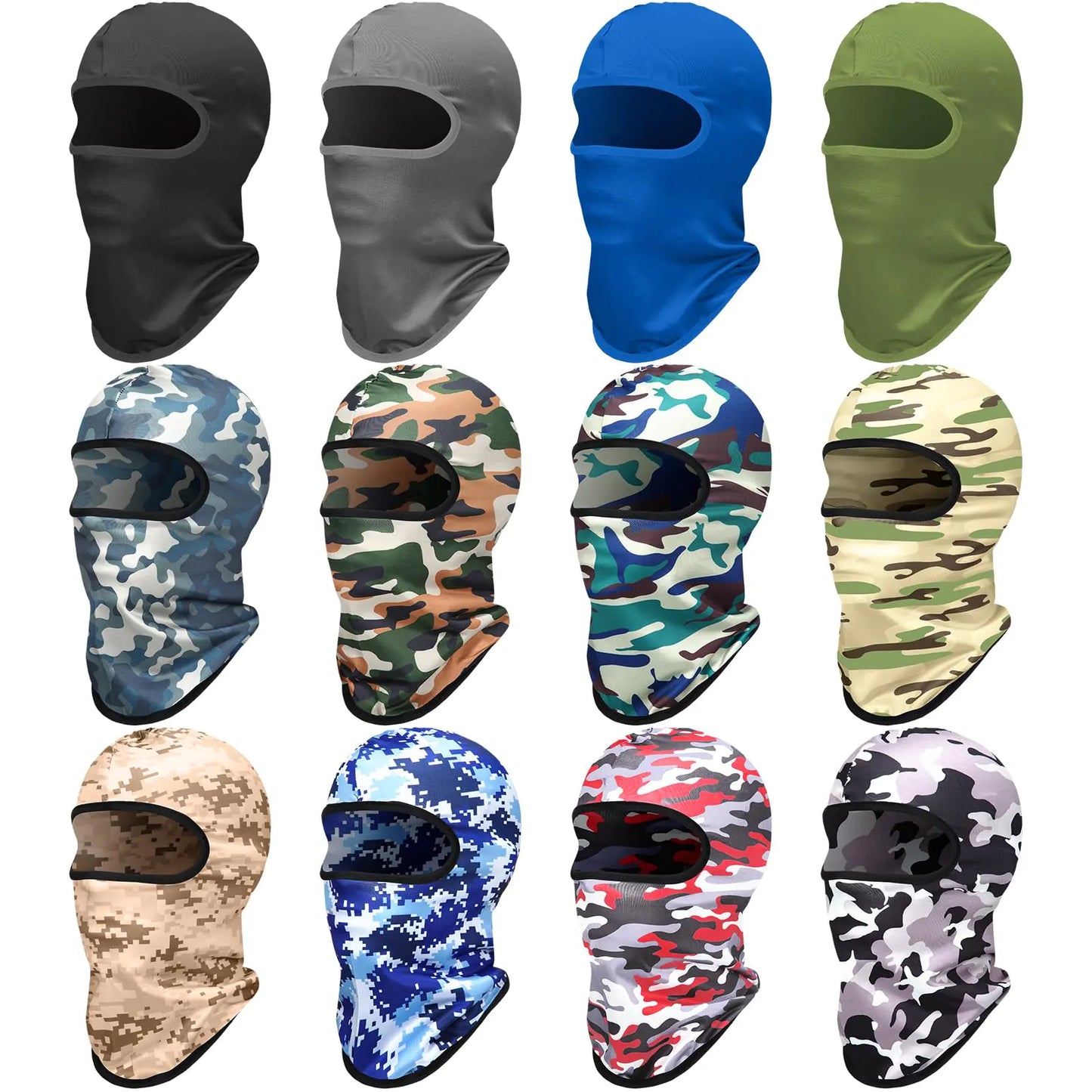 Geyoga 12 Pcs Balaclava Ski Face Mask Winter Full Face Mask Windproof UV Protection Cover for Men Women Outdoor(MulticolorCamouflage)
