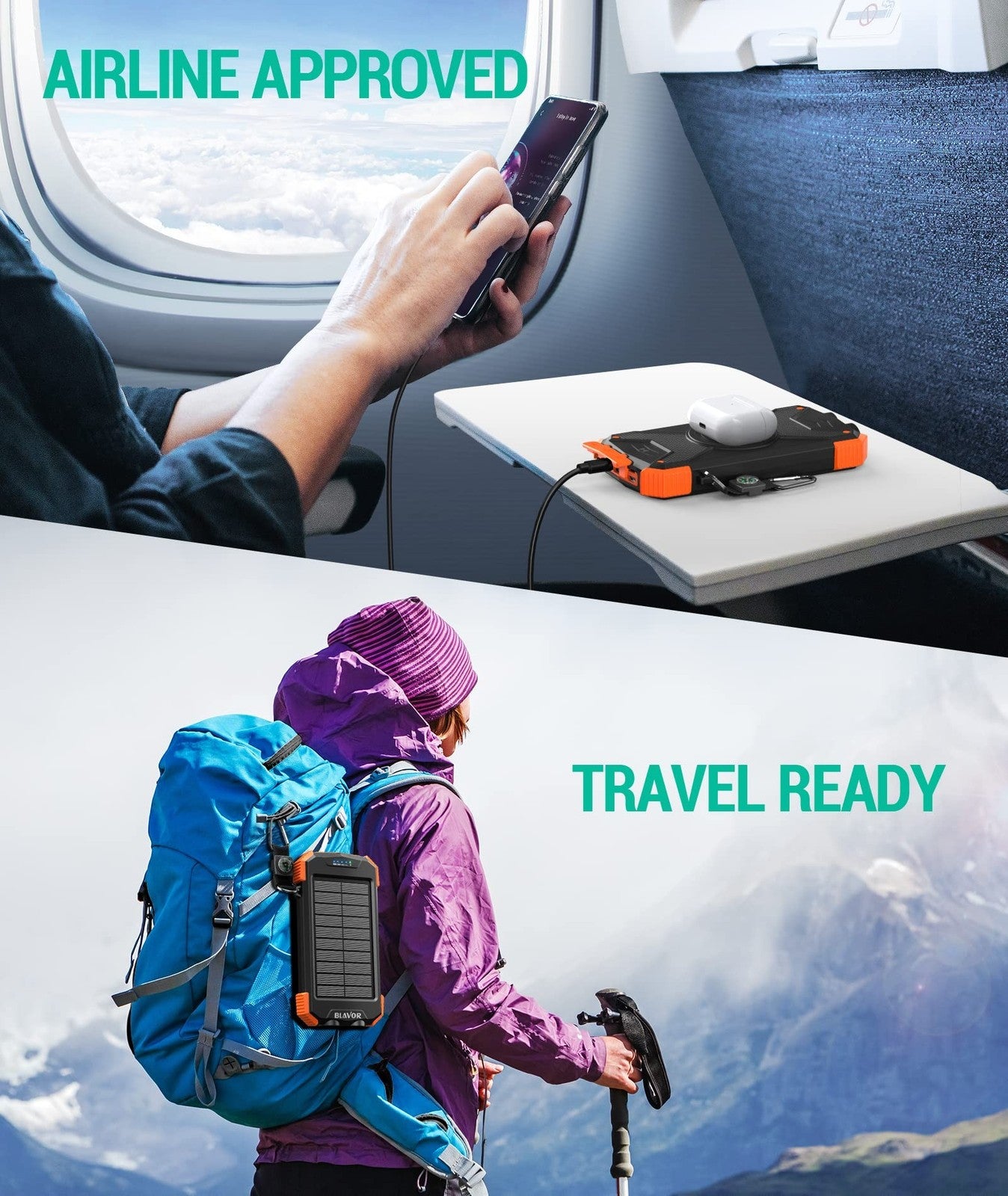 BLAVOR Solar Charger Power Bank 10,000Mah, Portable Wireless Charger, 20W Fas...
