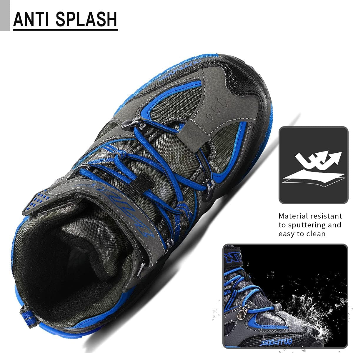 Boy Snow Boots Slip Resistant Girl Snow Shoe Anti-Skid Waterproof Outdoor Winter Shoes for Big/Little Kids Size 8.5 Toddler Iceberg/Blue