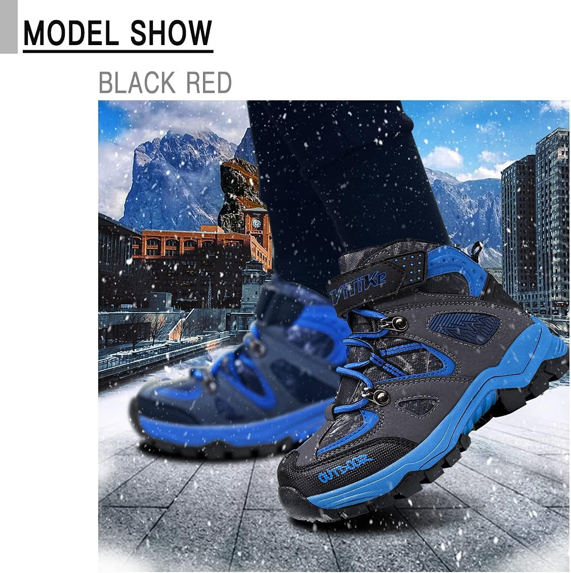 Boy Snow Boots Slip Resistant Girl Snow Shoe Anti-Skid Waterproof Outdoor Winter Shoes for Big/Little Kids Size 8.5 Toddler Iceberg/Blue