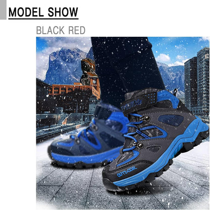 Boy Snow Boots Slip Resistant Girl Snow Shoe Anti-Skid Waterproof Outdoor Winter Shoes for Big/Little Kids Size 8.5 Toddler Iceberg/Blue