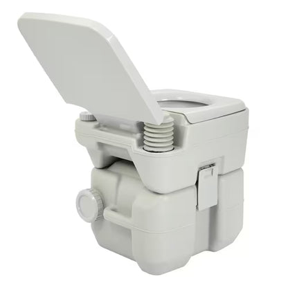 5.3 Gal. Gray Portable Toilet No Leakage Outdoor Camping Flush Toilet with Waste Tank