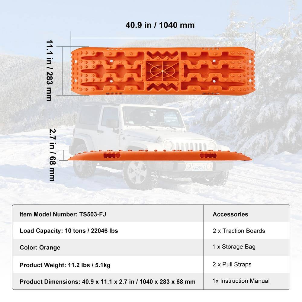 10T Traction Boards with PP Material Recovery Boards for Off-Road Vehicles/Cars/Pickups/Suvs/Rvs Pair Tire Traction Mats