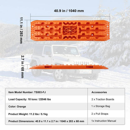 10T Traction Boards with PP Material Recovery Boards for Off-Road Vehicles/Cars/Pickups/Suvs/Rvs Pair Tire Traction Mats