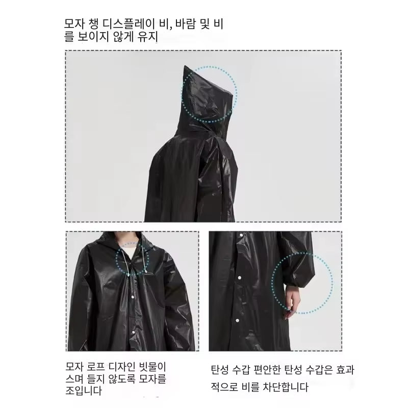 High Quality 1Piece 145*68CM EVA Unisex Raincoat Thickened Raincoat Women Waterproof Men Black Camping Waterproof Rainwear Suit
